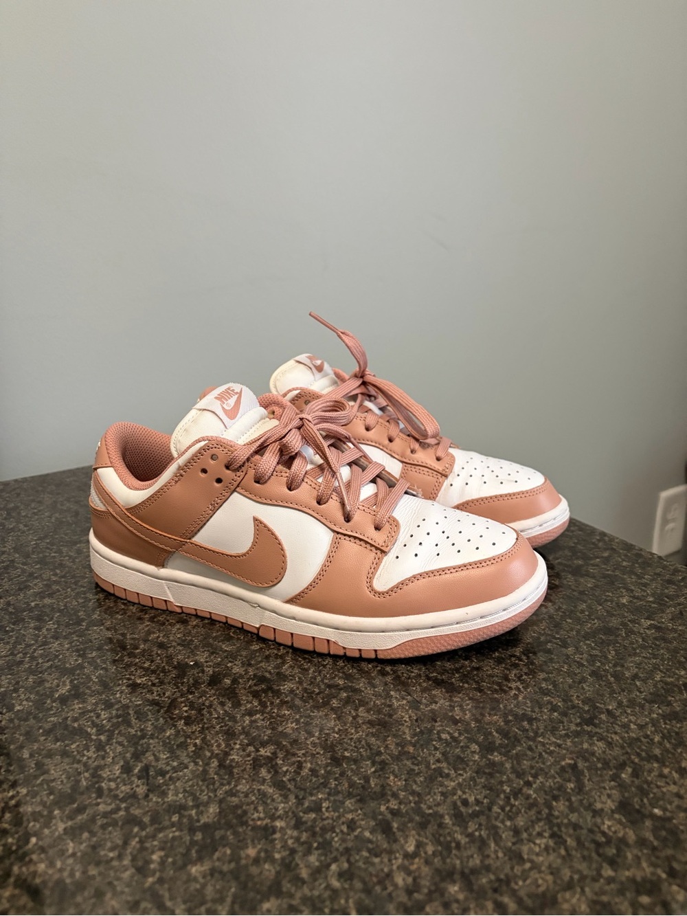 Nike Women’s Pink and White Dunk-Style Low Top Sneakers